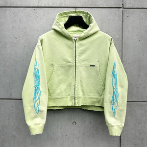 500gsm <b>Fleece</b> Screen Print Zipper <b>Hoodies</b> Flared Pant Mens Tracksuit Sets Flared Stacked 2 Piece Mens <b>Hoodies</b> Sweatsuit Sets - Product Image 2