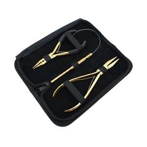 Ring Installation Hair <b>Extension</b> Kit with 3 Hole Crimping Plier & Flat Teeth Crimping Plier Nonslip for Secure <b>Beads</b> and Loop - Product Image 1