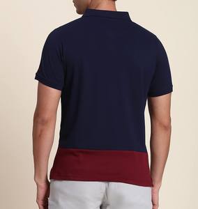 เสื้อยืดโปโลสำหรับผู้ชายผ้าถัก100% ลายทางแห้งเร็ว2024โลโก้ OEM ตามสั่ง - Product Image 2