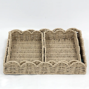 Cesta de mimbre rústica OEM para bebé, diseño festoneado, hecha a mano, venta al por mayor - Product Image 5