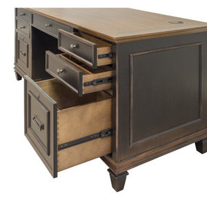 Luxury Traditional Django Executive Desk Rectangular Engineered Wood <b>Office</b> Computer Workstation 4 Storage <b>Cabinets</b> Freestanding - Product Image 3