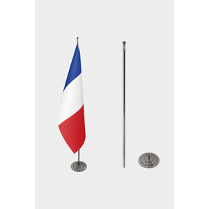 Drapeau d'intérieur officiel de la France 3x5 pieds, imprimé numériquement en polyester, avec cordon en plastique et mât en aluminium pour l'affichage - Product Image 2