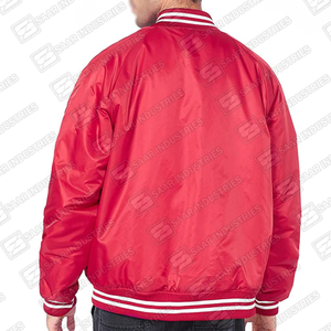 Veste universitaire réversible en satin de qualité supérieure, rouge, avec fermeture à boutons sur le devant, coupe-vent, couleurs et tailles personnalisées, style décontracté, hiver, hip-hop - Product Image 5