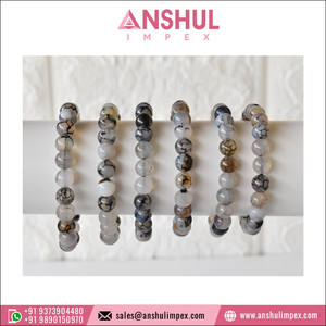 Bracelet de guérison perlée pour femmes, 1 pièce, couleur noire, agates rondes, Dragon, pierre précieuse - Product Image 6