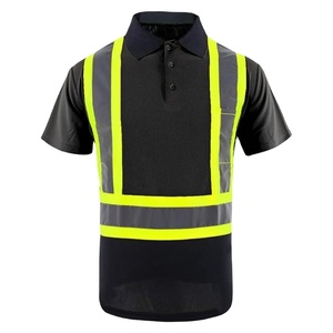 High Visibility Lightweight Breathable Birdseyes Short Sleeved <b>Polo</b> Shirt Safety Shirt Workwear Reflective Tape Yellow <b>Orange</b> - Product Image 1