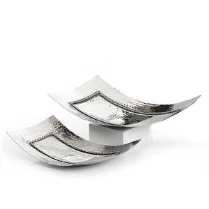 Venta al por mayor del hogar de estilo occidental plata martillado de metal desayuno bandeja para servir comida decorativa llevar cubiertos bandeja - Product Image 5