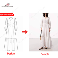 Robe longue en coton lavable et écologique, col en V, coupe ample, manches bouffantes, motif floral, boutonnée, ajourée, idéale pour les vacances à la plage – Personnalisation OEM