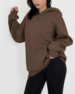 Sweat-shirt long oversize pour femme en velours douillet, coupe ample et décontractée, mode streetwear d'hiver, logo sur le devant - Product Image 4