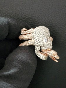 Anillo de calavera de diamante de moissanita de Plata de Ley 925, diseño de serpiente, anillo ostentoso de oro rosa, venta al por mayor Popular para fiesta de boda - Product Image 6