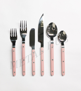 Juego de Cubiertos de Acero Inoxidable de Primera Calidad, Color Rosa Bistró, con Acabado Plateado Brillante, Juego de Cubiertos Reutilizables y Duraderos de 6 Piezas para Restaurantes - Product Image 2