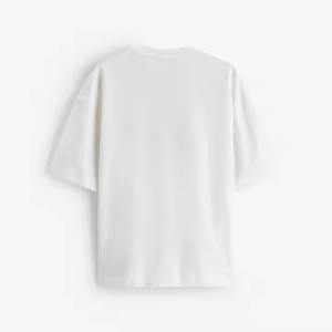 Hombres de lujo de calidad 100% algodón cuello redondo de gran tamaño Drop Shoulder Streetwear camiseta en blanco logotipo personalizado diseño de talla grande característica - Product Image 3