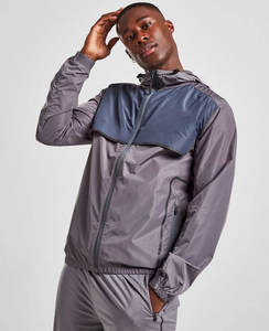 Veste à capuche coupe-vent en toile patchwork respirante OEM avec fermetures éclair, légère et imperméable pour hommes - Product Image 4