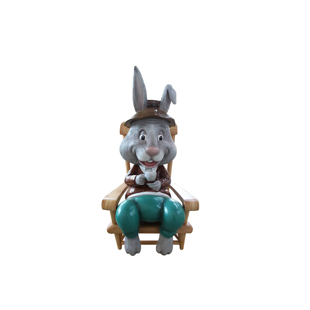 Hot Sell resin craft comic animals GRANFEE ON CHAIR SMALL statue cartoon style sculpture statue life size outdoor collection