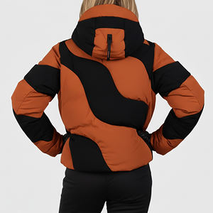 เสื้อแจ็คเก็ตพัฟเฟอร์แบบมีฮู้ดสำหรับผู้หญิง ผลิตตามแบบ OEM/ODM ตัดเย็บแบบหลวมๆ ตัดต่อสี ป้องกันลม น้ำหนักเบา เหมาะสำหรับฤดูหนาว - Product Image 6