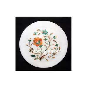 Plaque d'incrustation de marbre blanc la plus belle et la plus attrayante avec motif de fleur en forme de fleur pour les cadeaux et la décoration - Product Image 2