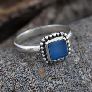 Bague Boho en argent Sterling 925 calcédoine bleue pierre précieuse à la mode classique mariage/fête porter romantique saint valentin cadeau chrétien - Product Image 3