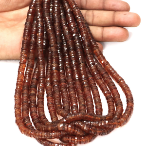 Perles de grenat hessonite : AAA facettées en forme de pneu, collier de 16 pouces - Product Image 6