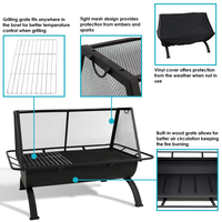Barbecue au charbon de bois moderne haut de gamme pour camping en extérieur, table brasero en acier, couverture pour foyer extérieur, chauffage de patio à bois, fournitures de jardin