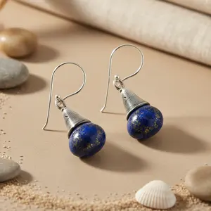 "Chic Silver Lapis Lazuli <b>Drop</b> <b>Earrings</b> for Women's <b>Fashion</b> Jewelry" - Product Image 2