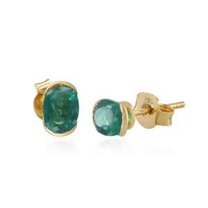 1.8 Carat Pear Cut Green Diamond Stud Earrings 14K Yellow Gold Women's Wedding Jewelry - Product Image 1