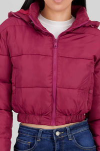 Top Selling <b>Women</b> Cropped Puffer Jackets Customized Color Quilted Winter <b>Coat</b> High Neck Zipper Closure Dyed Cotton - Product Image 6