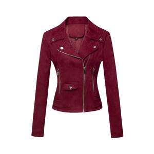 Chaqueta de cuero genuino para mujer más vendida para la temporada de otoño último estilo con cierre de botón y forro de nailon tejido - Product Image 3