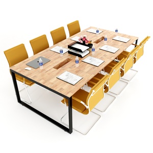Mesa de Conferencia de Diseño Moderno Minimalista HBRT010, Rectangular de 120x240cm, con Patas de Acero Ajustables, Requiere Ensamblaje - Product Image 3