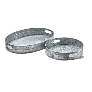 Plateau de service en métal galvanisé avec garniture antirouille et poignée en métal pour une taille parfaite pour servir les aliments et les boissons. - Product Image 3