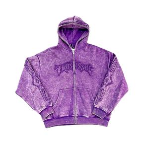 Sudadera con Capucha Personalizada, Transpirable, Lavada al Ácido, con Bordado Desgastado, con Cremallera, Ropa para Hombre, Algodón Grueso de Alta Calidad - Product Image 1