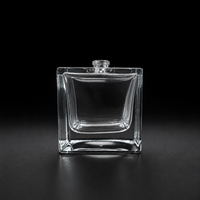 Flacon de parfum carré en verre, 50 ml, 100 ml, couleur personnalisée et logo imprimé à l'écran, avec boîte d'emballage de luxe, vente chaude