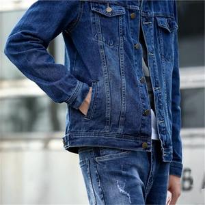 Men's Custom Design Private Label Streetwear Blank Cotton <b>Denim</b> <b>Jacket</b> Plain Blue Color Button Up High Quality <b>Jackets</b> for Men - Product Image 4