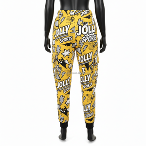 กางเกงจ็อกเกอร์ผู้หญิง พรีเมียม ผ้าเทอร์รี่โพลีเอสเตอร์ 240 GSM พิมพ์ลายสีเหลืองดำทั้งตัว แบบซับลิเมชั่น รับสกรีนโลโก้ กางเกงผู้หญิง - Product Image 2