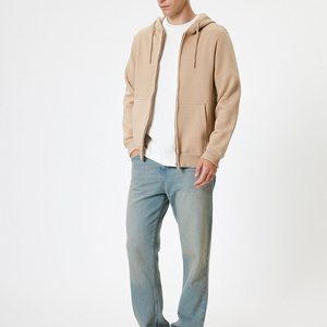 Sudadera con capucha y cremallera para hombre, para gimnasio, invierno, OEM, la mejor calidad, diseño personalizado, transpirable, cortavientos, 100% algodón, forro polar sólido, con bolsillo, cuello bajo - Product Image 4