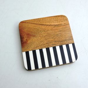 <b>White</b> Marble & Acacia Wood Stone <b>Coasters</b> Mat Pad High Quality Handmade Product Made in India - Product Image 4