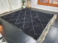 Alfombra abstracta negra de alta calidad, alfombra bereber, alfombra Bohemia geométrica lisa, hermosa alfombra para decoración del hogar, el mejor proveedor de Alibaba