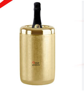 Nouveau refroidisseur de vin en acier inoxydable en métal fini doré à l'aspect martelé pour restaurant et bar d'hôtel - Product Image 4