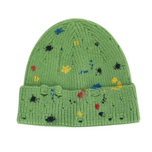 Gorro de invierno con logotipo personalizado, gorro de pescador tejido, gorro desgastado pintado a mano, gorro corto de estilo Hip Hop, gorro Jacquard de invierno a la moda - Product Image 1