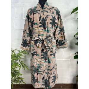 Velvet <b>Kimono</b> Robe One-Size Luxury Floral Print <b>Jacket</b> with Reversible <b>Silk</b> Lining Soft Nightwear for Women for Homeware - Product Image 1
