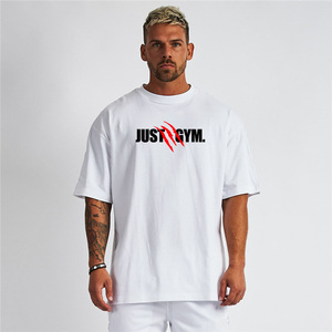 เสื้อยืดผ้าฝ้ายโอเวอร์ไซส์สำหรับผู้ชายระบายอากาศได้อย่างรวดเร็วแห้งเร็วพอดีไหล่แบรนด์โลโก้ - Product Image 5
