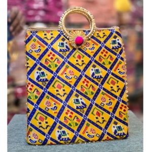 Nueva llegada tradicional Rajasthani indio impreso bolsos boda Favor para devolver regalos bolsos con asa de muñeca - Product Image 5