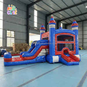 <span class=keywords><strong>Château</strong></span> <span class=keywords><strong>Gonflable</strong></span> Commercial Wet Dry avec Toboggan et Piscine Rouge Bleu Combo pour Fêtes - Product Image 3