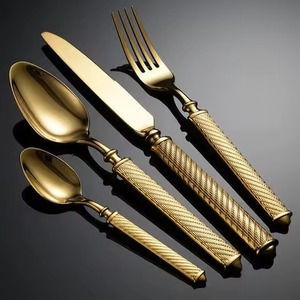 Metal Cutlery <b>Set</b> with Gold Plated Metal Handles Eco Friendly Stainless Steel Flatware <b>Set</b> of <b>6</b> <b>for</b> Home Use Dishwasher Safe - Product Image 4