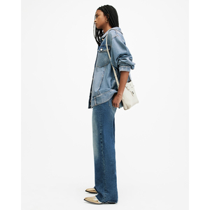 Nouveau Style personnalisé bleu à manches longues dame veste femmes Denim veste bouton décoration grande taille coton rempli pour l'hiver été - Product Image 4