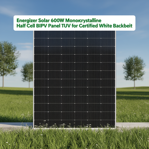 แผงโซลาร์เซลล์ Energizer Solar 600W โมโนคริสตัลไลน์แบบฮาล์ฟเซลล์ BIPV ได้รับการรับรองมาตรฐาน TUV พร้อมแผ่นหลังสีขาว - Product Image 3