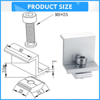 Kit de pinces intérieures solaires en aluminium, vente en gros, profilé pour rails solaires, système de supports de montage pour panneaux solaires Pv pour montage sur le toit