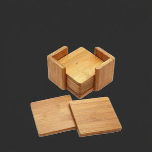 Juego de Posavasos Cuadrados de Bambú Ecológico de Primera Calidad con Encanto Rústico de 10 mm de Grosor de Crafts Galore - Product Image 2