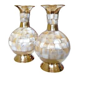 Haute Qualité En Laiton Fleur Vase Multi Couleur Or Et Bleu Peinture Fini Pour La Décoration Intérieure Table Décoration Fleur Vase - Product Image 3