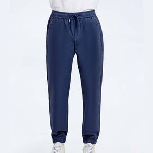 <b>Navy</b> Blue Casual <b>Joggers</b> 100% Cotton Fleece Lightweight Relaxed Fit Breathable Streetwear Trousers Heat-Transfer Printed - Product Image 1