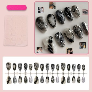 NBL-JX-191 Uñas Postizas Metálicas 3D Irregulares en Negro y Plata, 30 Piezas, Reutilizables, Cobertura Total, Estilo Gótico Punk, Hechas a Mano - Product Image 2
