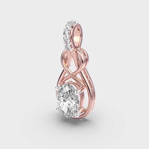 IGI Certified Lab Grown Oval Cut Diamond <b>Infinity</b> Pendant with Diamond Bail in 14K Yellow / <b>Rose</b> & White Gold - Product Image 3